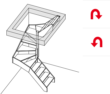 schody U zabiegowe prawoskrętne bez podstopnic
