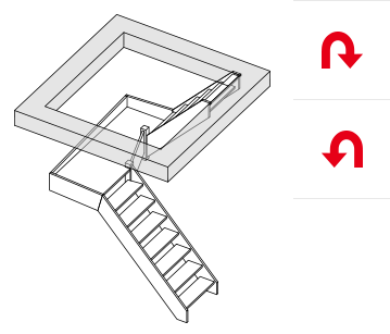 schody U z podestem prawoskrętne bez podstopnic